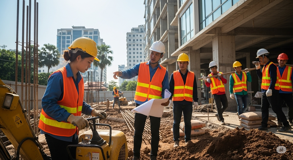 ラオス人技能実習生-とび・建設機械施工・鉄筋・型枠・防水施工・タイル張り・塗装・建設業全般
